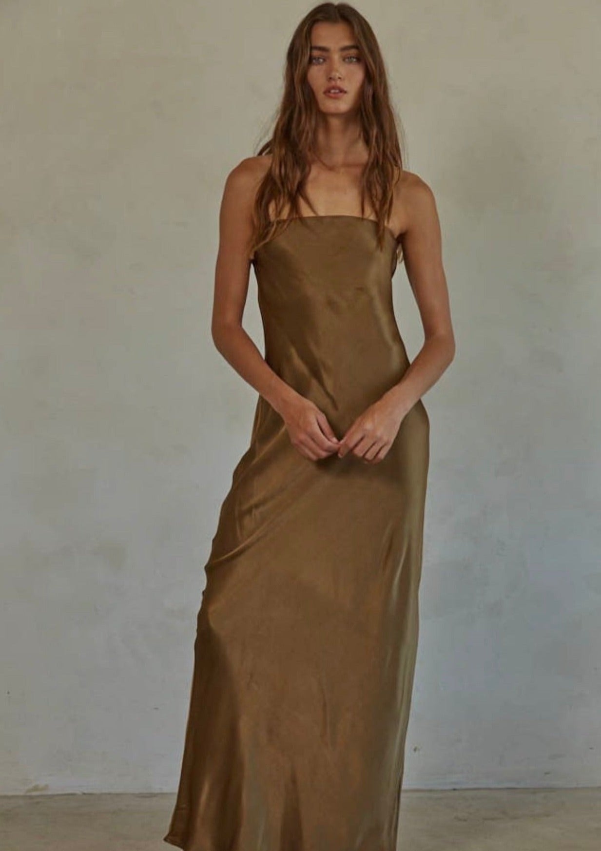 Bronze Strapless Silk Dress – Alli Paige