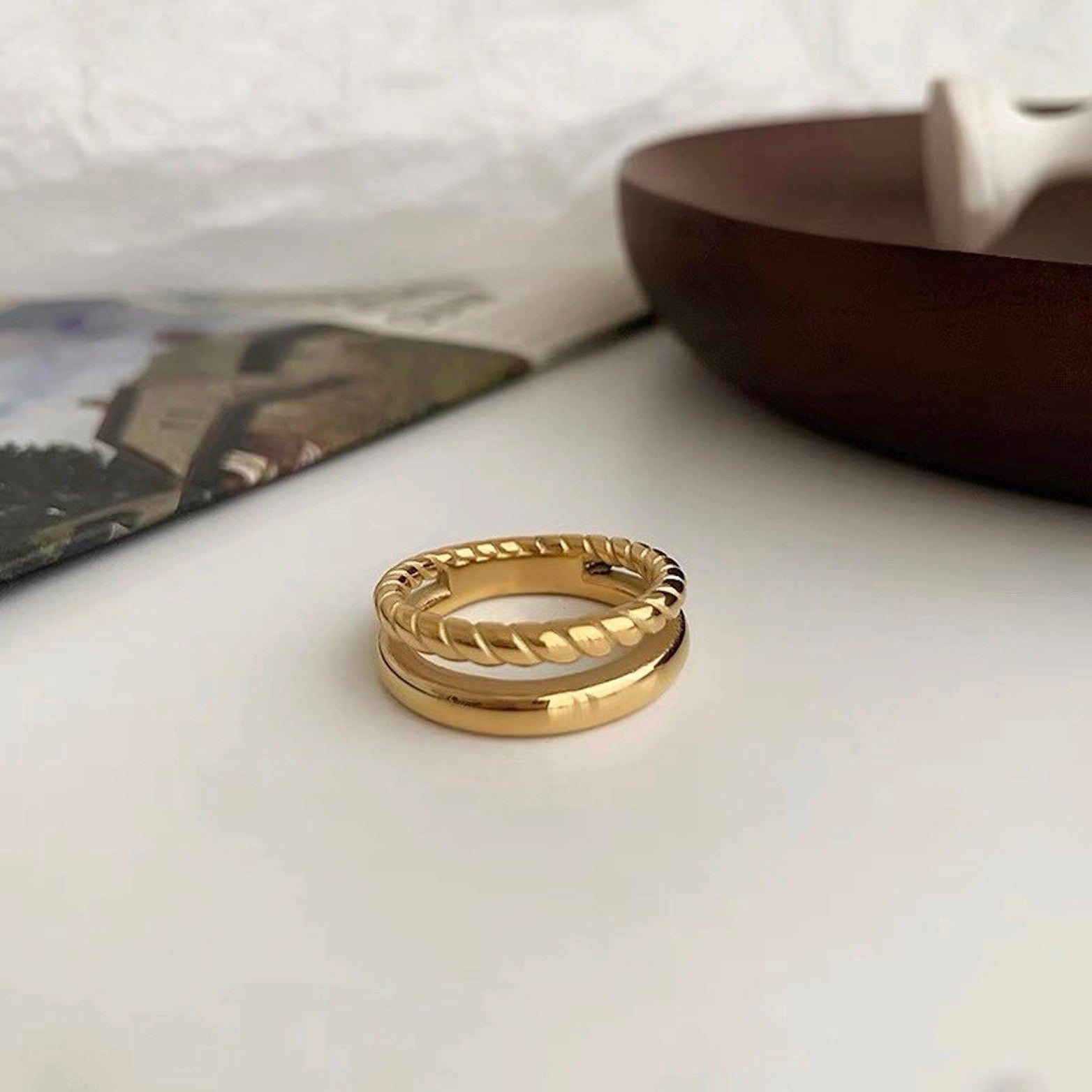 Gold Double Twisted Ring