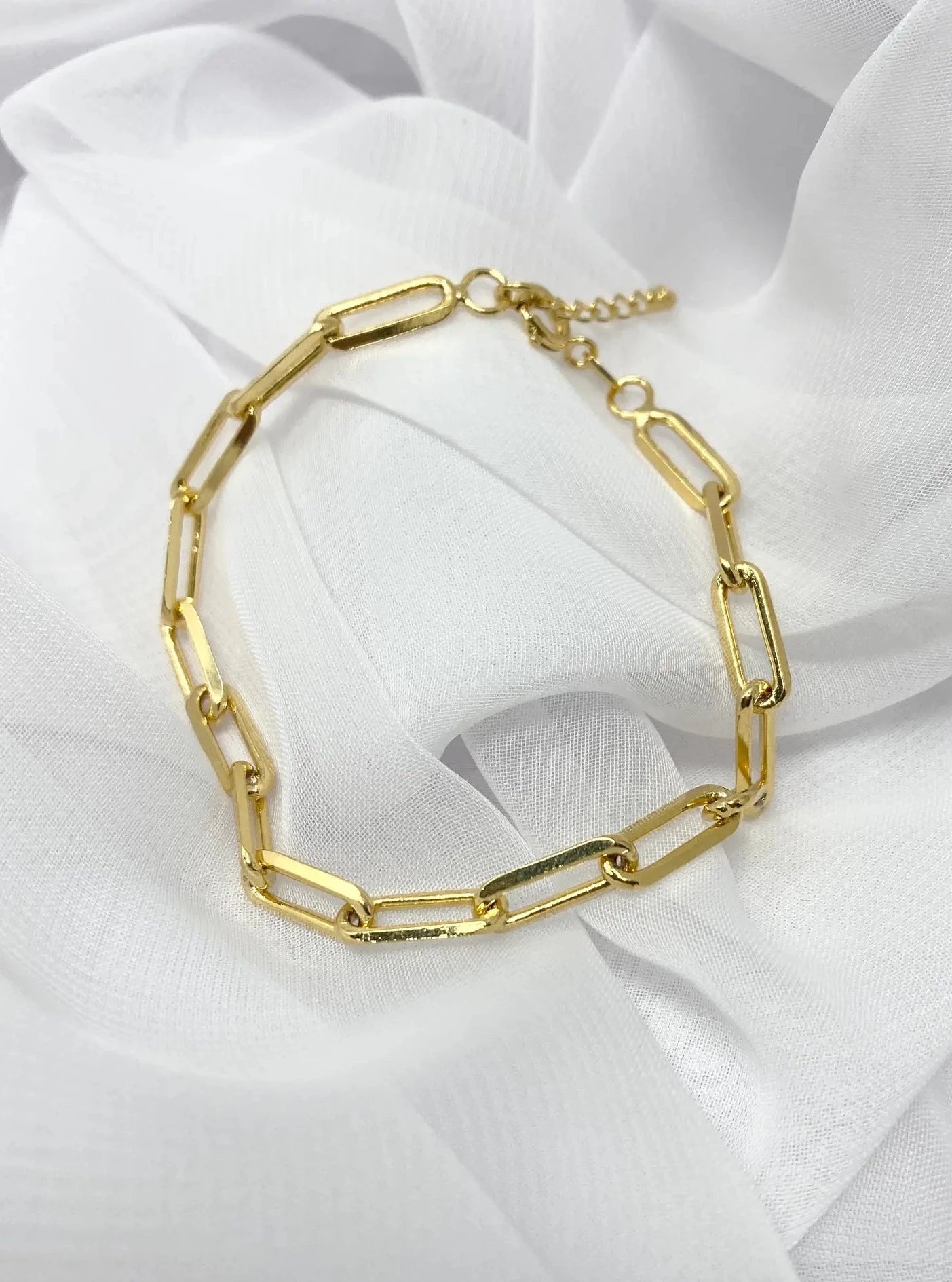 Gold Filled Paper Clip Chain Bracelet